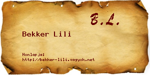Bekker Lili névjegykártya